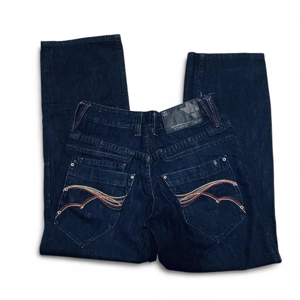 Rocawear Blue Straight Jeans With Embroidered Details